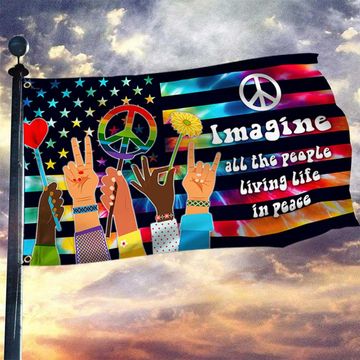 Discover Hippie Grommet Flag Imagine All The People Living Life In Peace