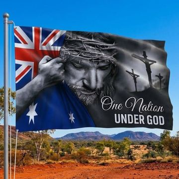 Discover One Nation Under God Jesus Australian Flag - Patriotic Grommet Flag