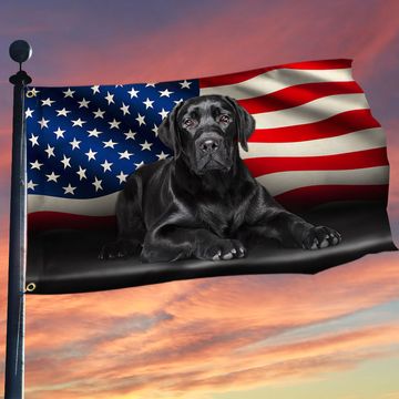 Discover Black Labrador Retriever American Grommet Flag QNN437GFv7