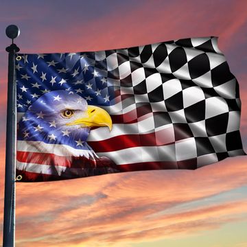 Discover Checkered Racing American Grommet Flag