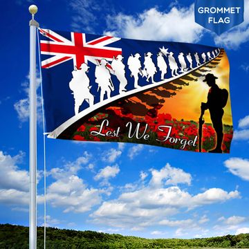 Discover Lest We Forget. Anzac Day. Poppy Veteran Grommet Flag