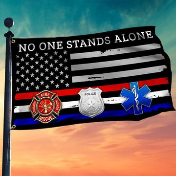Discover Firefighter EMT Police Flag No One Stands Alone First Responder Grommet Flag
