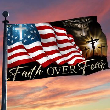 Discover Flagwix American Flag - Faith Over Fear, Jesus Christian Patriotic American Grommet Flag TPT841GFv1
