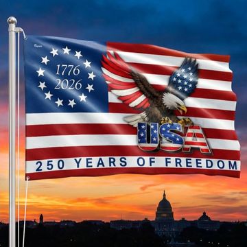 Discover 250 Years of Freedom American Patriot Flag, Betsy Ross 1776 2026 Grommet Flag