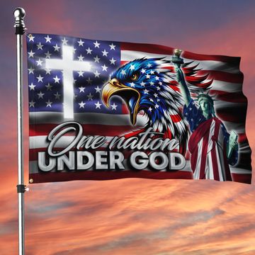 Discover One Nation Under God Eagle Grommet Flag