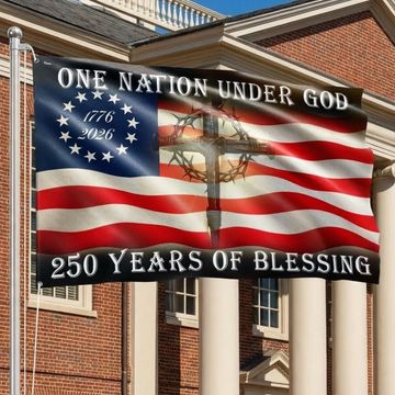 Discover Betsy Ross 250 Years of Blessing American Cross 1776 2026 Grommet Flag