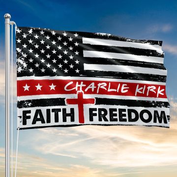 Discover Charlie Kirk Faith and Freedom Flag – Patriotic Christian Grommet Flag
