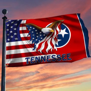 Discover Tennessee Eagle Grommet Flag, American Patriotic Flag