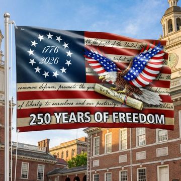 Discover 250 Years of Freedom Flag, We The People Patriotic 1776 2026 Grommet Flag