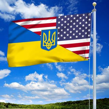 Discover Ukrainian Flag American Ukrainian Grommet Flag TRL1871GFv1