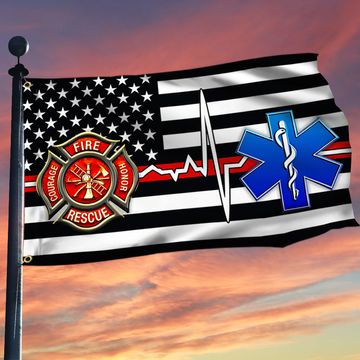 Discover Firefighter EMT Flag First Responder Grommet Flag, Firegighter gift