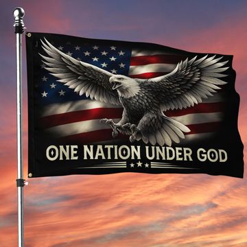 Discover One nation Under God Eagle American Grommet Flag