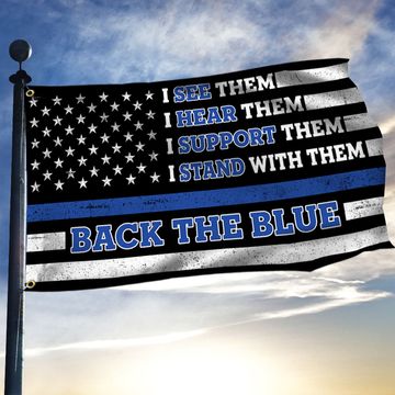 Discover Police Flag Back The Blue American Police Grommet Flag TRH1814GFv1
