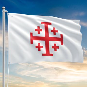 Discover Jerusalem Catholic Cross Flag Crusader Grommet Flag