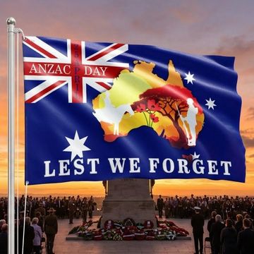 Discover ANZAC Day Australia Flag, Lest We Forget 25 April Australian Grommet Flag