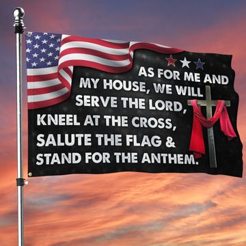 Discover Jesus Cross American Flag As For Me And My House We Will Serve The Lord Grommet Flag
