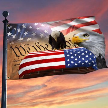 Discover Veterans Day Flag, American Flag - Patriotic Eagle, We The People, American Memorial Grommet Flag