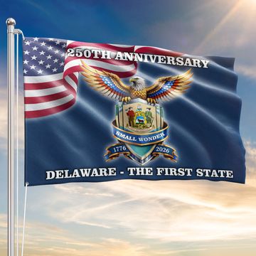 Discover 250 Years USA The First State Grommet Flag, Delaware Small Wonder Patriotic Decor