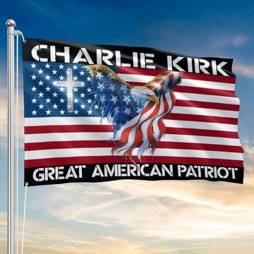 Discover Charlie Kirk Freedom Great American Patriot Justice Charlie Kirk Memorial Patriotic Eagle US Grommet Flag