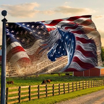 Discover Horse Grommet Flag American Patriot