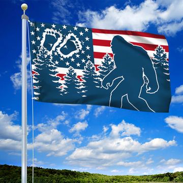 Discover Bigfoot Sasquatch Grommet Flag Forest