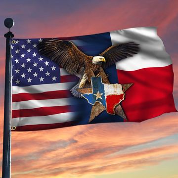 Discover Texas Grommet Flag, Eagle Texas American Flag
