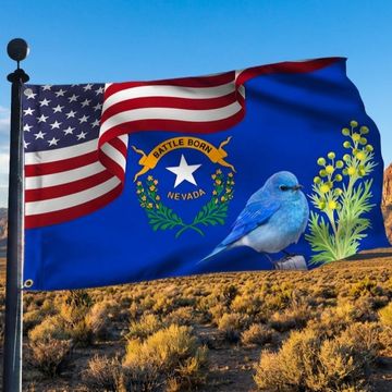 Discover Nevada State Mtn.Bluebird and Sagebrush Grommet Flag MLN1141GFv31