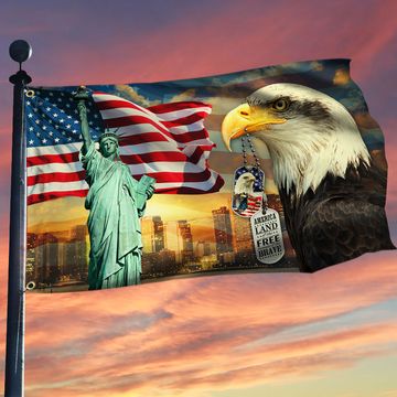 Discover American Pride Eagle Flag Land Of The Free Because Of The Brave Statue Of Liberty Grommet Flag