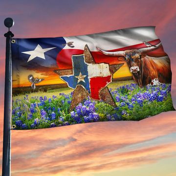 Discover Texas Flag Longhorn Cattle Texas Grommet Flag