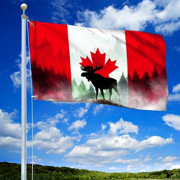 Discover Canada Flag Moose Heaven Canada's Birth's Day Grommet Flag