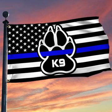 Discover K9 Paw Thin Blue Line Grommet Flag Police Officer Law Enforcement