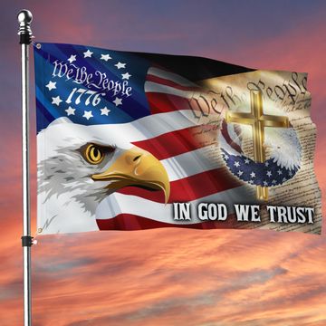 Discover Christian Patriot American In God We Trust Grommet Flag