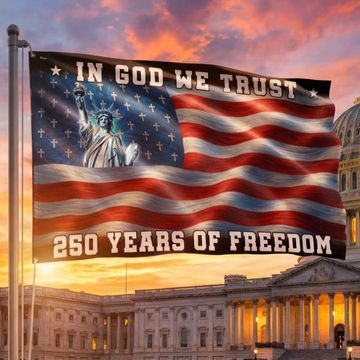 Discover 250 years of Freedom Christian Flag, In God We Trust Patriotic Grommet flag