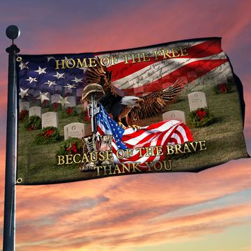 Discover Veteran Grommet Flag Home of the Free, Because of the Brave ANT269GFv1