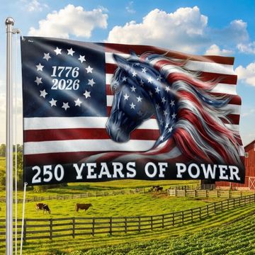Discover 250 Years of Power Flag, 1776 2026 Patriotic Horse Grommet Flag