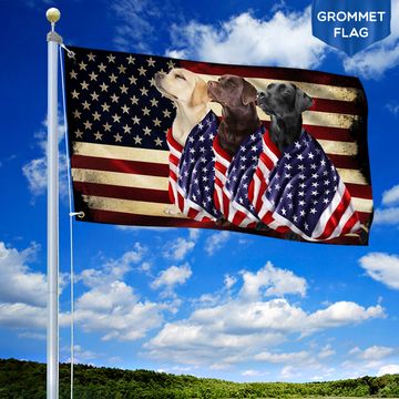 Discover Labrador Retriever Grommet Flag American Patriot Wrapped in Glory