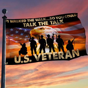 Discover US Veteran Grommet Flag I Walked the Walk Patriotic Veterans Day American Flag