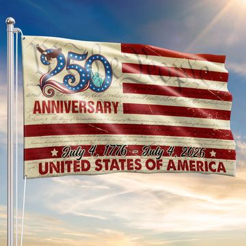 Discover Flagwix 250th Anniversary US Grommet Flag - July 4, 2026 United States of America