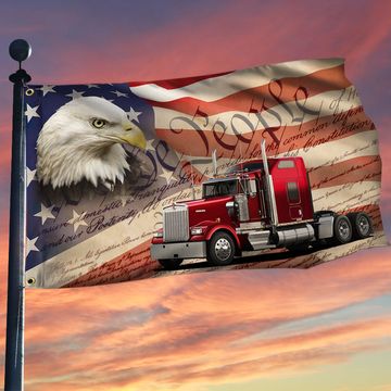 Discover Trucker Flag American Eagle Trucker Grommet Flag