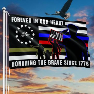 Discover Forever in Our Heart 250 Years Flag | Military Grommet Flag for Veterans Day
