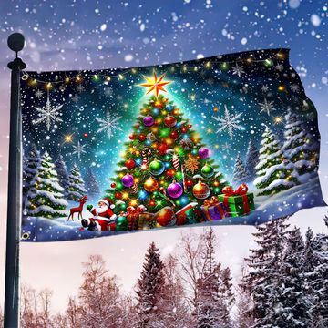 Discover Christmas Tree Merry Christmas Grommet Flag