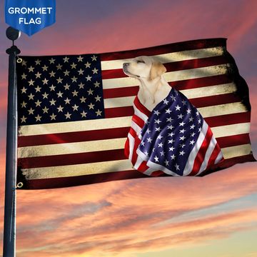 Discover Yellow Labrador Retriever Grommet Flag American Patriot Wrapped in Glory