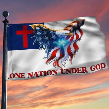 Discover One Nation Under God. Christian American Grommet Flag THB3602GFv12