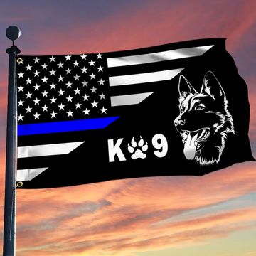 Discover Police Flag Thin Blue Line Police Dog K9 German Shepherd Grommet Flag