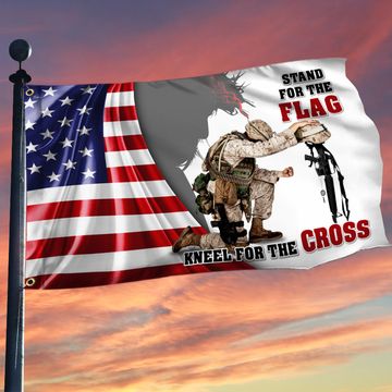 Discover Veteran Kneeling Under God Flag God Bless America Patriotic Veterans Day Grommet Flag
