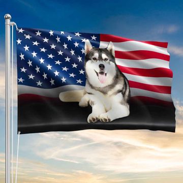 Discover Siberian Husky American Grommet Flag for Patriotic House Decor