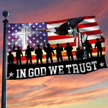 Discover In God We Trust, Christian Cross American Eagle Flag TPT120GFv1