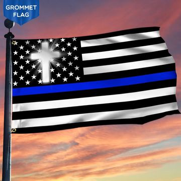 Discover The Thin Blue Line Flag Christian Cross