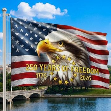 Discover 250 Years of Freedom American Flag, Patriotic Bald Eagle 1776 2026 Grommet Flag