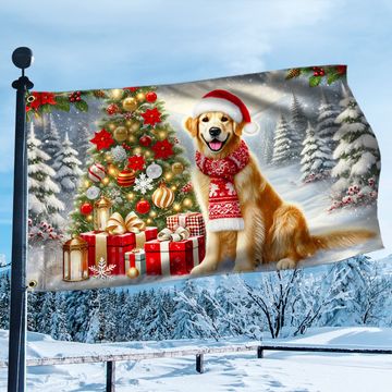 Discover Golden Retriever Dog Christmas Grommet Flag